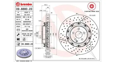 MAGNETI MARELLI 360406128403 Brembo Disk Classe S W220 2204212612 BZ9137 25527Z A2204212612 9888023