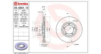 MAGNETI MARELLI 360406026800 Brembo Disk H100  P On 5812944010 986478664 BG3071 78BD01002 203404 BFR115110 986AB6144 H2091V 9680410 ADG04321