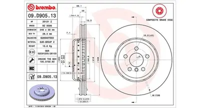 MAGNETI MARELLI 360406134104 Brembo Disk 3 G20, G80 On 18607 LVBD1962 34106880073 9D90513 BG9465BC 20121Z BZ9398 986479F57 BG9455BC DSK3475