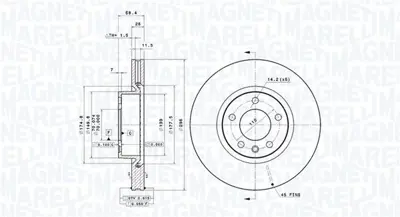 MAGNETI MARELLI 360406037701 Brembo Disk Omega A V87 24012801041 569016 230441 40904848 430146520 1487303 BBD4959 6155216009PD 430146552 90344650
