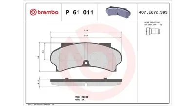 MAGNETI MARELLI 363700461011 Brembo Balata J9  On 425012 598593 13046039702 2036615 6101643 RB0187204 31001 126302 603970 T6008