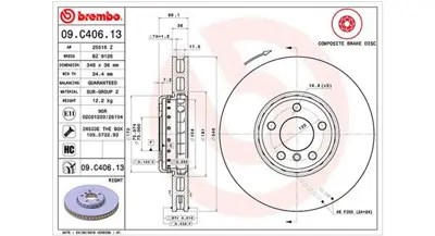 MAGNETI MARELLI 360406131004 Brembo Disk 5 F10 34116785670 92253803 9C40613 1421589 WD01881 24013601142 150347920 18122 3835210010PD 8DD355119271