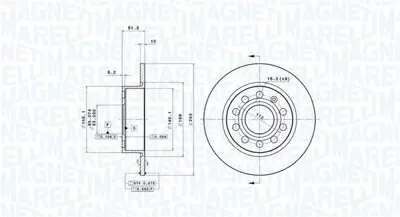 MAGNETI MARELLI 360406050701 Brembo Disk A3 8p1 1K0615601AB B1G21002771 1070110018 5Q0615601F DP0902 BG5019C SD5406 5815204789 604789 14861X