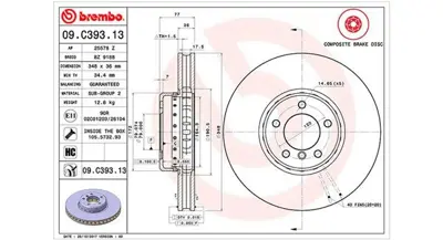 MAGNETI MARELLI 360406130004 Brembo Disk 5 E60 On 34116766871 24013601062 34116779467 17599 ADC1747V 8120111007 DI956482 BBD5938S 986479774 8120111006