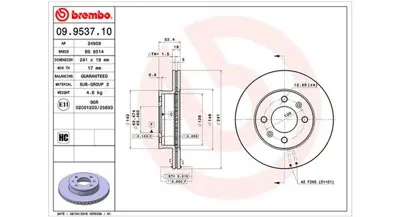 MAGNETI MARELLI 360406004900 Brembo Disk Accent Ii Lc On 5171225060 5171225061 9953720 BG3749 G2119114 197173 BS5401 297173 986479377 31767