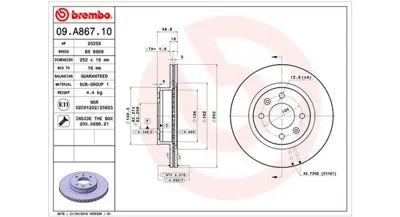 MAGNETI MARELLI 360406112000 Brembo Disk İ10 Ba, Ia On 5171207700 N3300326 203529 DDF1792C1 6061161 V1821 PCD14992 8DD355116201 DI956956 DIK20