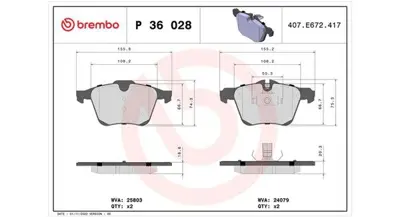 MAGNETI MARELLI 363700436028 Brembo Balata F-Type  X152 On C2D23150 ADB06063 T2R7247 8DB355020921 8521 MDB3366 LP2766 511185 T2266 P36028