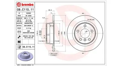 MAGNETI MARELLI 360406126901 Brembo Disk 1 F20 34216792225 986479043 92261003 ADC1778 6792225 DF6137 BG4649C V2040038 BDC6033 355129731