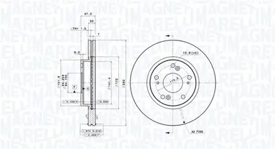 MAGNETI MARELLI 360406072301 Brembo Disk Civic Viii Hb Fn 45251S7AE10 J3304048 45251SMGG11 24012301101 H1005V BS7097 360406072300 1421107 BG3980 DDF1539