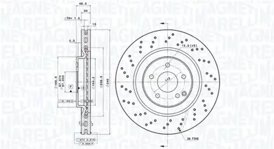 MAGNETI MARELLI 360406126001 Brembo Disk Mb C W203 On 2034210912 400362800 DF4341S 92123700 DI956284S A2034210912 6043415 6112410 355110131 1815203390