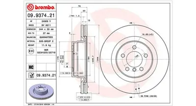 MAGNETI MARELLI 360406055901 Brembo Disk Range Rover Iii On 24988V SDB500181 DDF1436C1 DSK2860 DDF1436C SDB500182 DDF1436 92185103 MDC2106 450520520