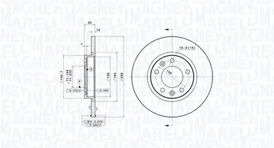 MAGNETI MARELLI 360406139001 Dısk Arka Ad 14> Pt.308-3008-C4-Combo.E-Grand Land X  Kaplamalı Ø=268 -A.G.Z- 1609582880 360406139001 PRD5466 197604 BR080SA100 55680 BS7567 CS230687 11155230014 R18444
