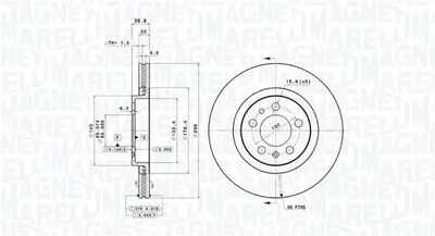 MAGNETI MARELLI 360406049501 Brembo Disk A3 8l1 1J0615301E 839006 RT2544GLT4 1JD615301 863300 9701211 1JO615301E RT2544GL 863301 RT2544HPGLT3