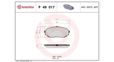 MAGNETI MARELLI 363700449017 Brembo Balata Mx-5 I Na On 1U143328Z NAY03323ZA P238310 N0Y13328ZA BP809 FDS653 33810 CBP0754 PAD746 21173