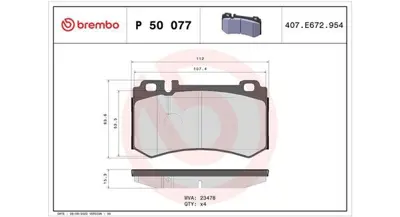 MAGNETI MARELLI 363700450077 Brembo Balata Clas S W220 Arka 0034209420