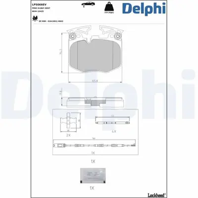 DELPHI LP5066EV Fren Balatasi Elektrikli 13047048972 34116889570 ADB02527 13046048972 2242503 51274283 171100 RA12000 T2547 34116880735