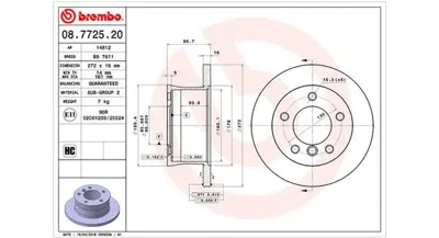 MAGNETI MARELLI 360406033100 Brembo Disk Mb G W461 Arka 2D0501203 2D0501205C 8DD355111901 92137603 2D0501204 902423071207 DF29492 A902423071207 BSF4700 BS4700
