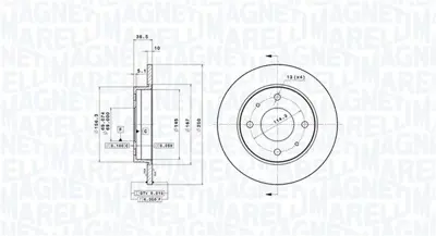 MAGNETI MARELLI 360406097701 Brembo Disk Colt Czc Vi 4605A076 4544200072 DF4463 BAR10304 8A60710 DF418 22834 BD7037 190009 9936205