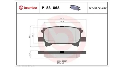 MAGNETI MARELLI 363700483068 Brembo Balata Rx U3 Arka 0446648030