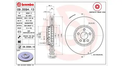 MAGNETI MARELLI 360406132504 Brembo Fren Dıskı Bmw 5 G30 F90 On Sol 34116860911 34116860911