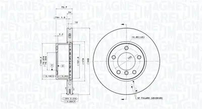 MAGNETI MARELLI 360406128201 Brembo Disk 1 E81 On 24012401971 34116764643 B2017V 9A29514 24032401971 78BD34052 BG3998 150342720 201566 311566