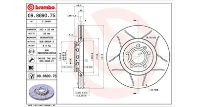 MAGNETI MARELLI 360406001605 Brembo Disk A4 B6 8e2 3B0615301B 8E0615301R NBD1151 4B0615301A 8D0615301J DF4262 204773 4B0615301C 230746 659610