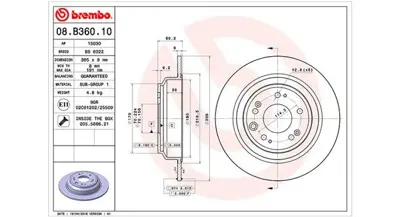 MAGNETI MARELLI 360406120100 Brembo Disk Accord Ix 42510TL0G50 MDC2165 1421482 8B36010 DP416 HO781P BG4196 5815202652 6160800 H1037P