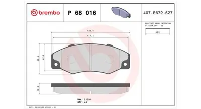 MAGNETI MARELLI 363700468016 Brembo Balata 21 B48 On 16379 7701202481 986560953 571339B 7701203069 RB0556 168183 BP2320 F026000097 TAR534