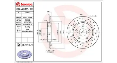MAGNETI MARELLI 360406091402 Brembo Disk Auris _E15_ Arka 4243102170 14981 DDF1645 360704008500 8A91210 5484 PCD11062 RT1748 J3312018 1110259