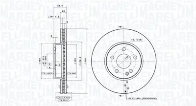 MAGNETI MARELLI 360406007301 Brembo Disk Mb V W447 On 4474210312 25643V BG4825C 2033136 78BD04082 6178810 A4474210312 18152033136 18153133136 MDC2798C