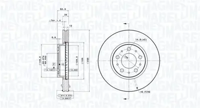 MAGNETI MARELLI 360406051401 Brembo Disk 850 854 On 271788 2717882 610119520 478603D 812027119C 9556820 11454 561866JC BDRS161425 9556824