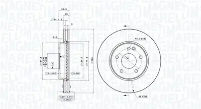 MAGNETI MARELLI 360406006301 Brembo Disk Classe C W202 On 2104210712 98200072501 876800 986478624 342059200 562013B 128292E T51110 BG3240 DF2779