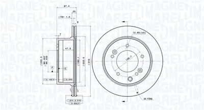 MAGNETI MARELLI 360406078301 Brembo Disk Sorento I Jc 584113E300 108507 DDF1543 92147400 DDF1543C BG3859 699310 521308 BN0565 IBP1K05