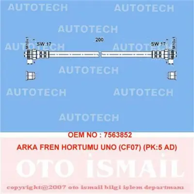 İthal TF07 Fren Hortumu Arka Uno 3000951306 623312700 821463