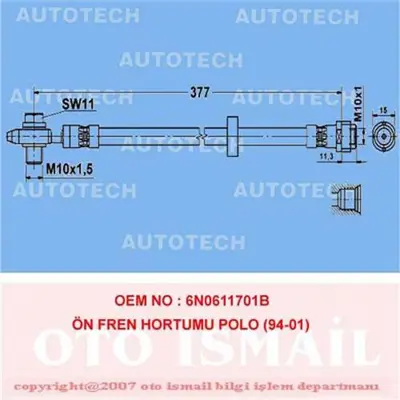 İthal TVP03 Fren Hortumu On 94-01 Polo 6N0611701 172429B 815029116 1987476696 512227 854775 LH0293 14417 60518 50102