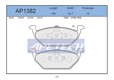 APETECH AP1382 Fren Balata On <03 Golf.Iv-Bora -Fs Hz 1J0698151B 6Q0698151 1J0698151C 986424364 1JE698151B LP1436 1J0698151A 107085 1J0698151 V1081091