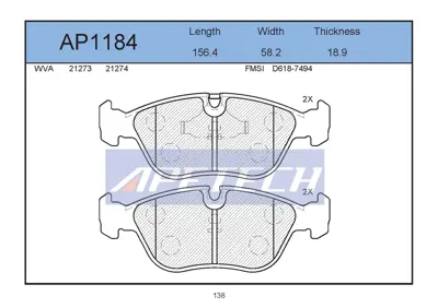 APETECH AP1184 Fren Balata On 97-01 S70-V70 15jant -U.K- 2715878 T1078MM ADB0719 DP4880R 271859 8DB355007721 BBP1390 PAD813 BL1277A2 WBP21273A