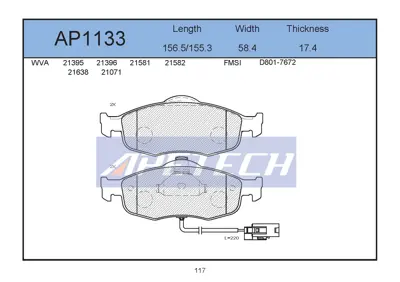 APETECH AP1133 Fren Balata On 94> Transıt 1022079 1096940 6877837 2307104 5029148 1095202 ME97BX2K021AD 93BB2K021FB 6827586 1130758