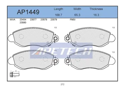 APETECH AP1449 Fren Balata 573015B 1318139 YC1J2K021AC MDB2061 FVR1381 YC1J2K021AA 1465166 13046039932 4077636 GDB2006