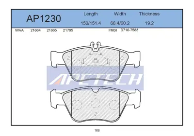 APETECH AP1230 Fren Balata On 98-03 E.S-W210 C.S-W202 986424234 P486310 A0024204420 571877B 10916027 B1G10203982 A0024209620 T0600092 P50023 6112052