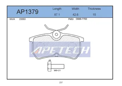 APETECH AP1379 Fren Balata Arka 99-04 Focus Hz 1075565 5382847 T5118 1810990 13046028352 1107698 2335314014 1780884 FP0886 98AB2M008BA