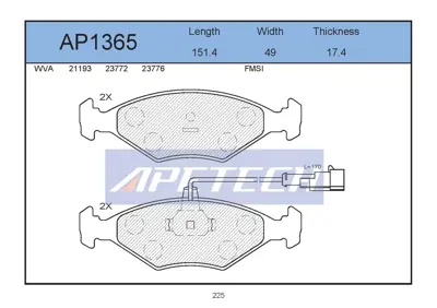 APETECH AP1365 Fren Balata On 98> Palıo 1.4-1.6 +fs 598423 540976 GDB1340 573109S 45418 7171 228132 TX0505 573109B 77362175
