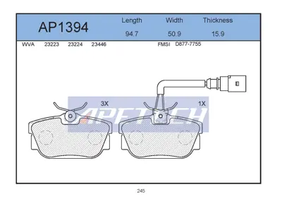 APETECH AP1394 Fren Balata Arka <03 T.Porter.T4 +fs 820019 GH452519H BBP1822 BDS207P PAL42640 571875J IT5125 BP2958 BL2466B1 8AC355383491