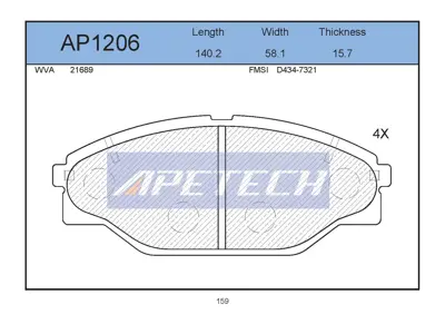 APETECH AP1206 Ac440781-Fren Balatasi On Hi-Lux 