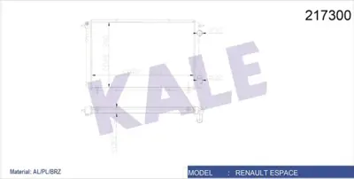 KALE 0552521AB Su Radyatoru Espace 2.1 Turbo D 2.2 Rn Rt Rxe Quadra (Brazing) 