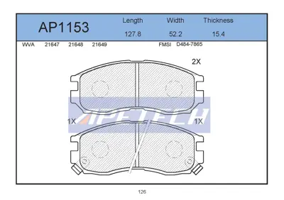 APETECH AP1153 Ac0581012-Fren Balatasi On Colt Iii Iv 1.8 Gti 16v 06 1990-04 1996 Eclipse I Ii 2.0i 16v 02 1 