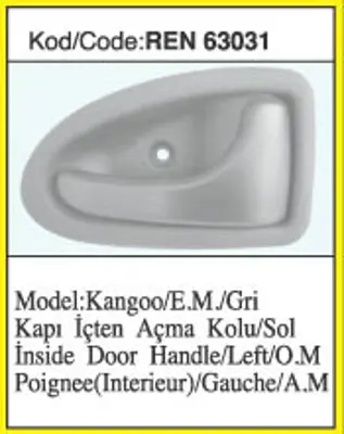 İthal 63031 Kapi Acma Kolu Ic On Sol Gri E.M Kangoo 
