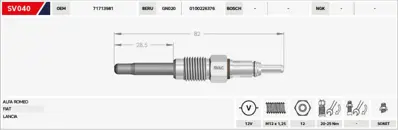 SVAC SV040 Isitma Bujisi Bravo Marea 1.9jtd 105 Alfa 145 146 147 156 166 1.9jtd 2.4jtd 12 V 