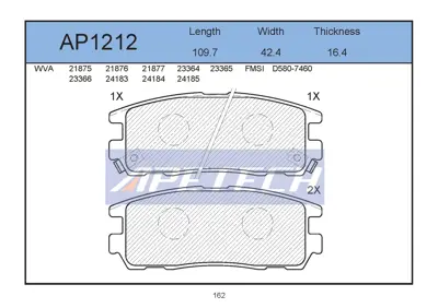 APETECH AP1212 Ac621481 Fren Balatasi Arka Frontera A B 