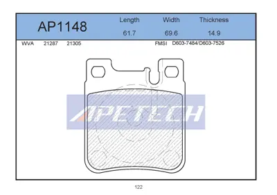 APETECH AP1148 Fren Balatasi Arka 140 210 E Klasse Cl Klasse S Klasse Sl Klasse 